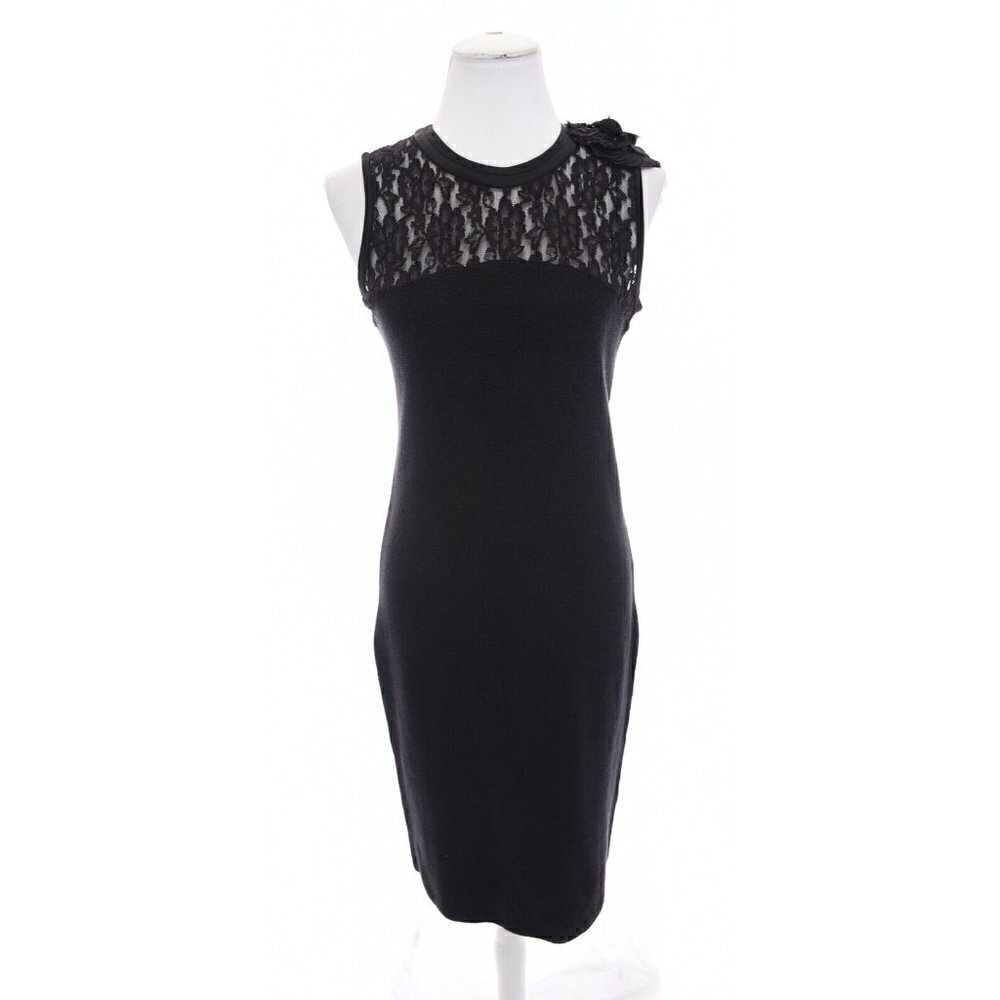 Adrienne Vittadini Colllection Black Lace Sweater Knit Sheath Shift Dress Sz S